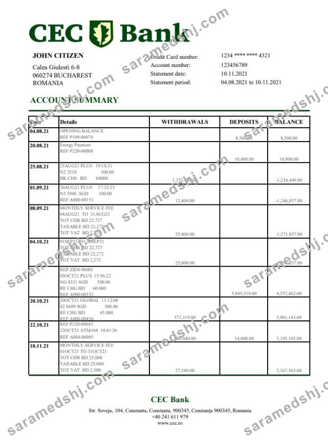 Romania CEC Bank excel pdf